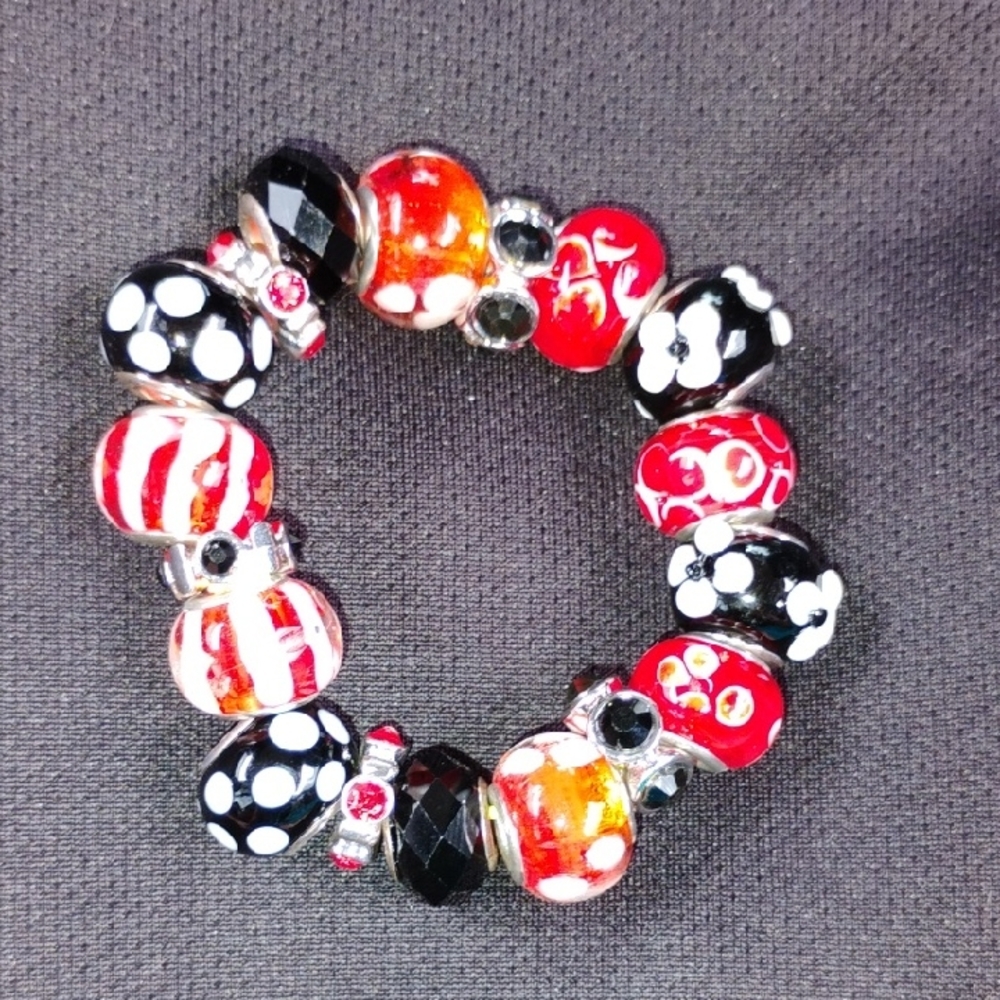 Red and Black Beaded Bracelet